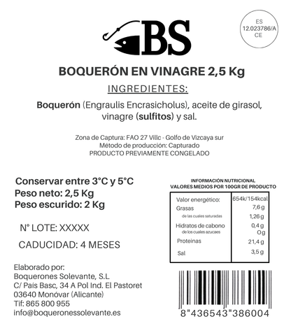 Pack Ahorro 2 X Boquerón En Vinagre Del Mar Cantábrico 2,5kg_1