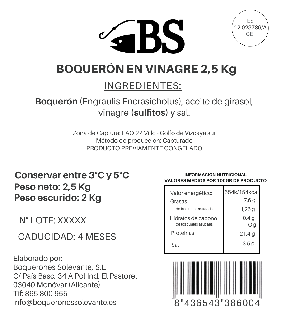 Boquerón En Vinagre Del Mar Cantábrico 2,5kg_1