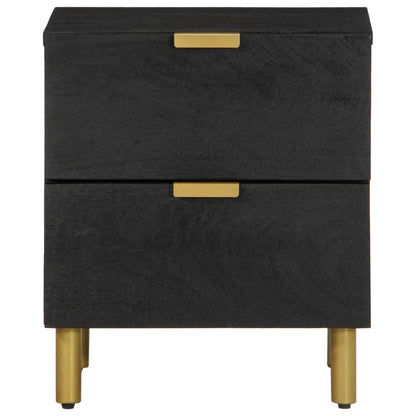 Mesita De Noche De Madera Maciza De Mango Negra 40x33x46 Cm_1