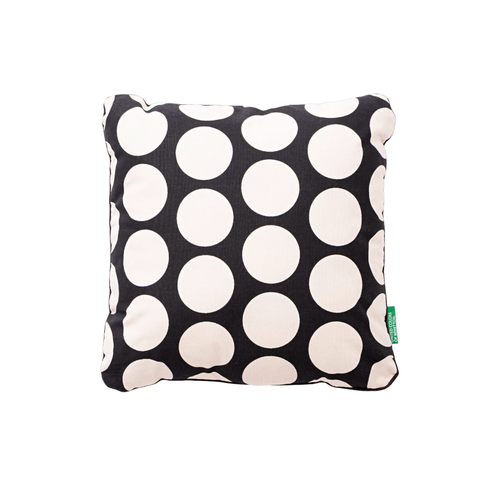Cojin Relleno 40x40cm 300gsm Poliester 100% Algodon Canvas Topos Negros Benetton_0