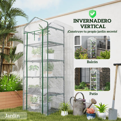 Invernadero De Jardín Outsunny Acero, Pe Transparente Y Verde 69x49x193 Cm_5