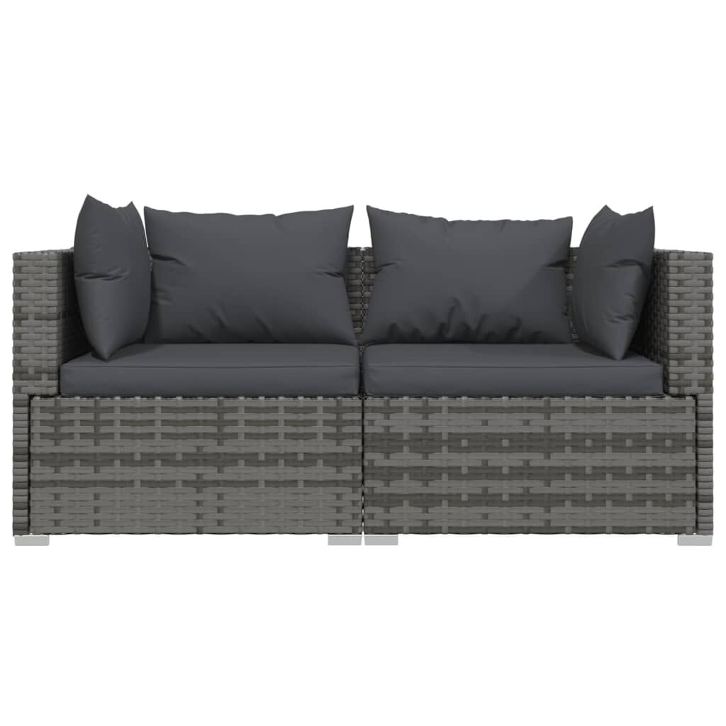 Vidaxl Set De Muebles De Jardín 3 Pzas Y Cojines Ratán Sintético Gris_3