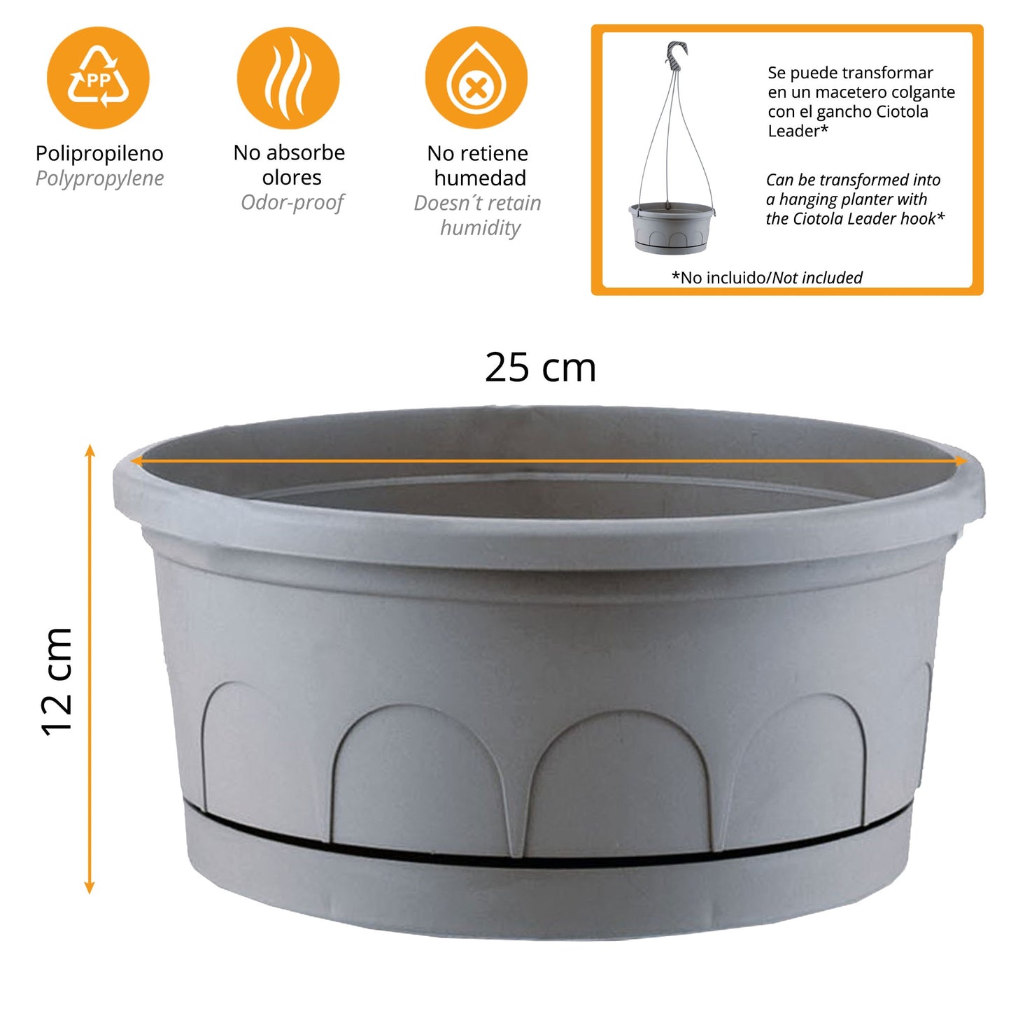 Maceta Tipo Cuenco Ø Cm 25 Con Platillo_2