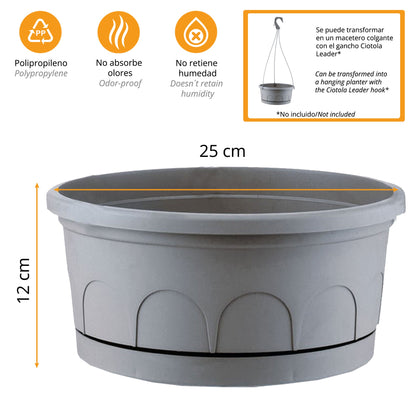 Maceta Tipo Cuenco Ø Cm 25 Con Platillo_2