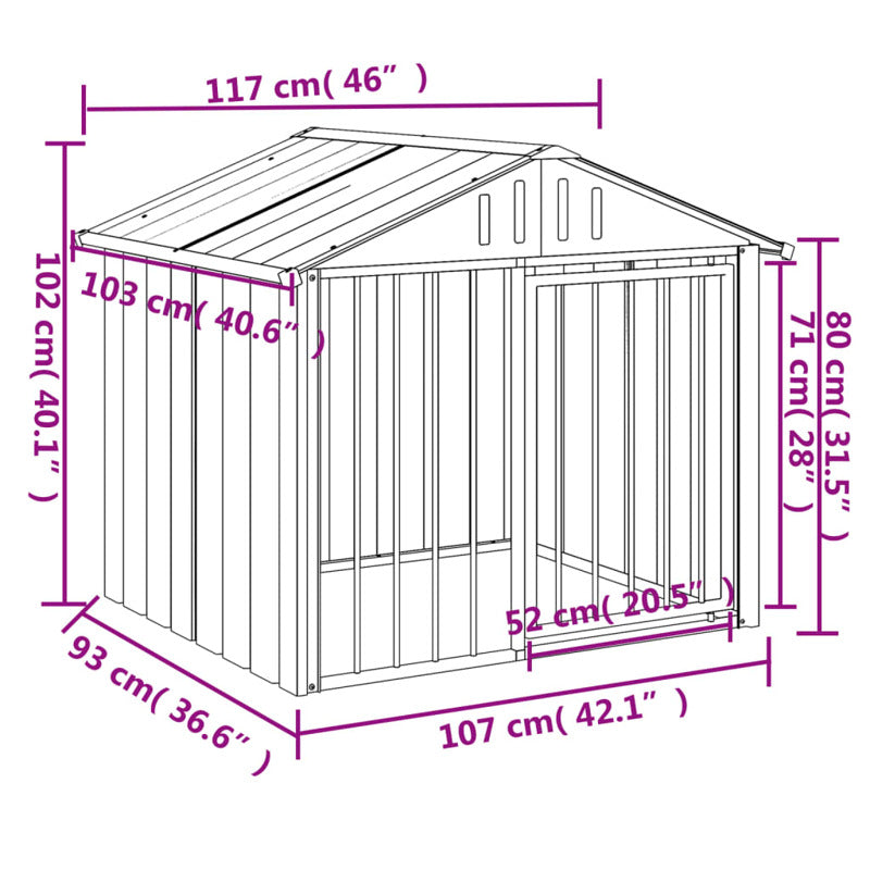 Caseta Para Perros Con Techo Negro 117x103x102 Cm Acero Galvanizado_2