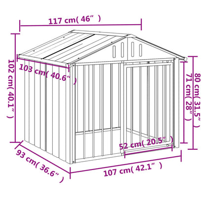Caseta Para Perros Con Techo Negro 117x103x102 Cm Acero Galvanizado_2