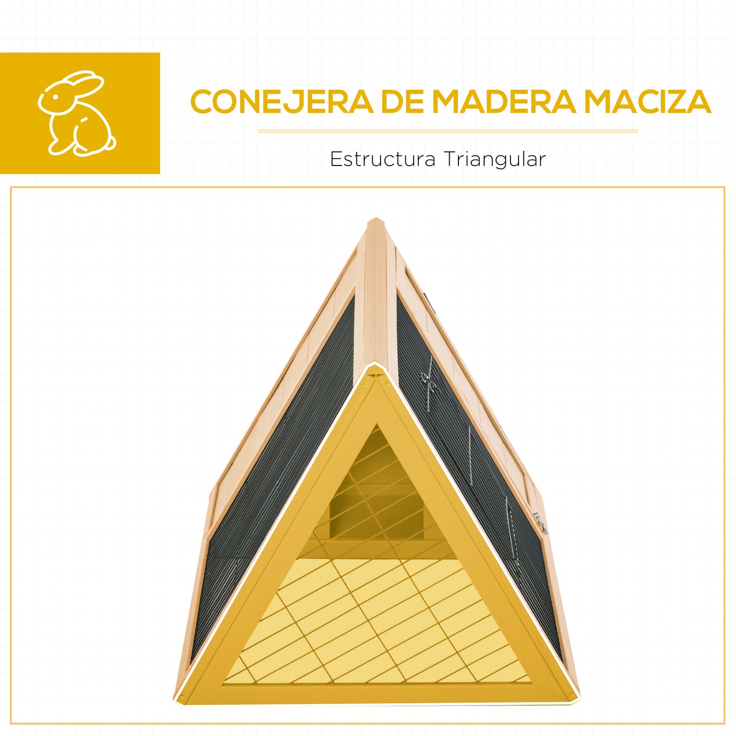 Pawhut Conejera De Madera 116x62,2x52,5 Cm En Forma De Triangular Madera Natural_5