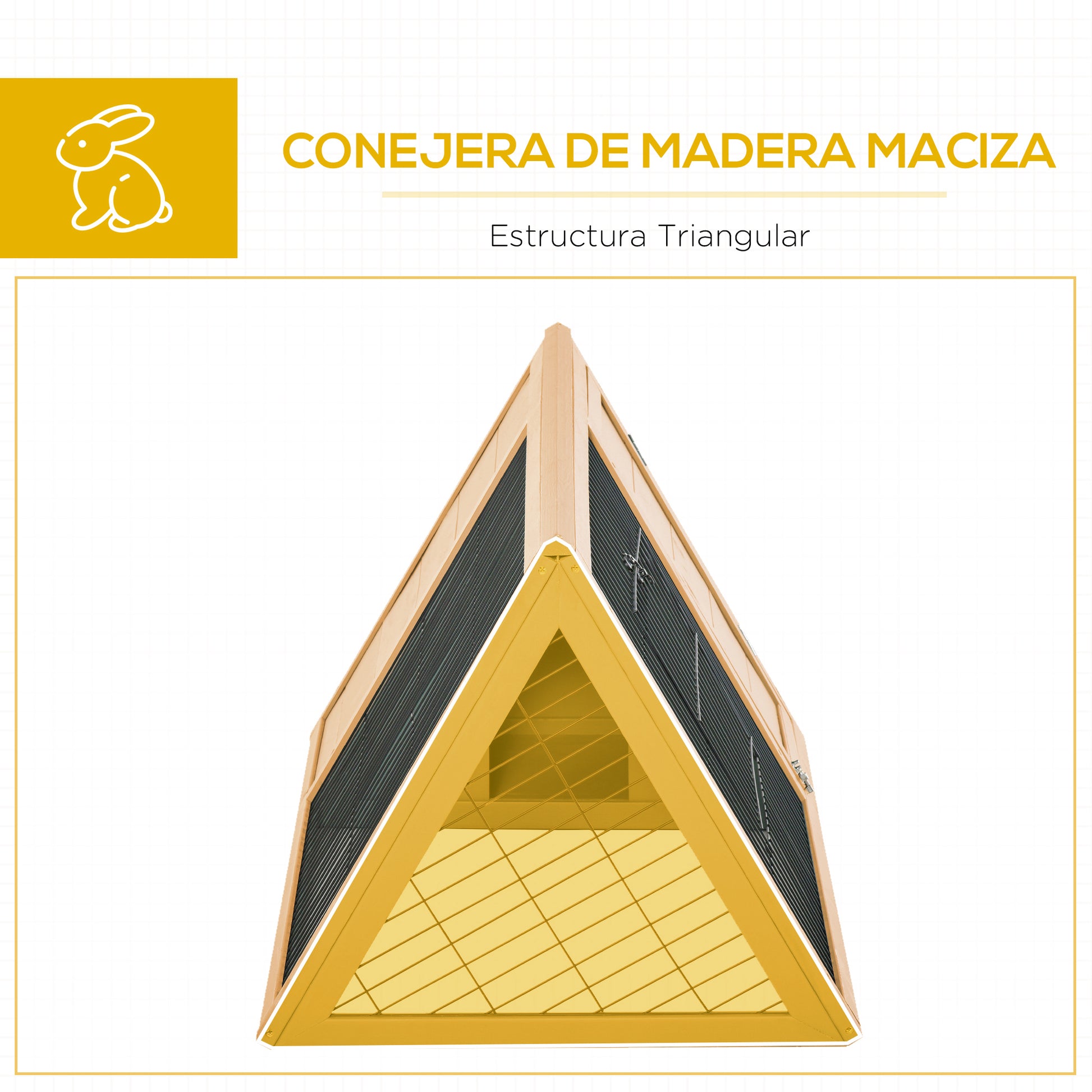 Pawhut Conejera De Madera 116x62,2x52,5 Cm En Forma De Triangular Madera Natural_5