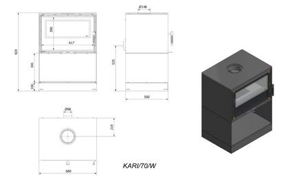 Bricosol Estufa De Leña De Acero Kratki Kari 70 Ø 150 8 Kw Espacio De Madera_4