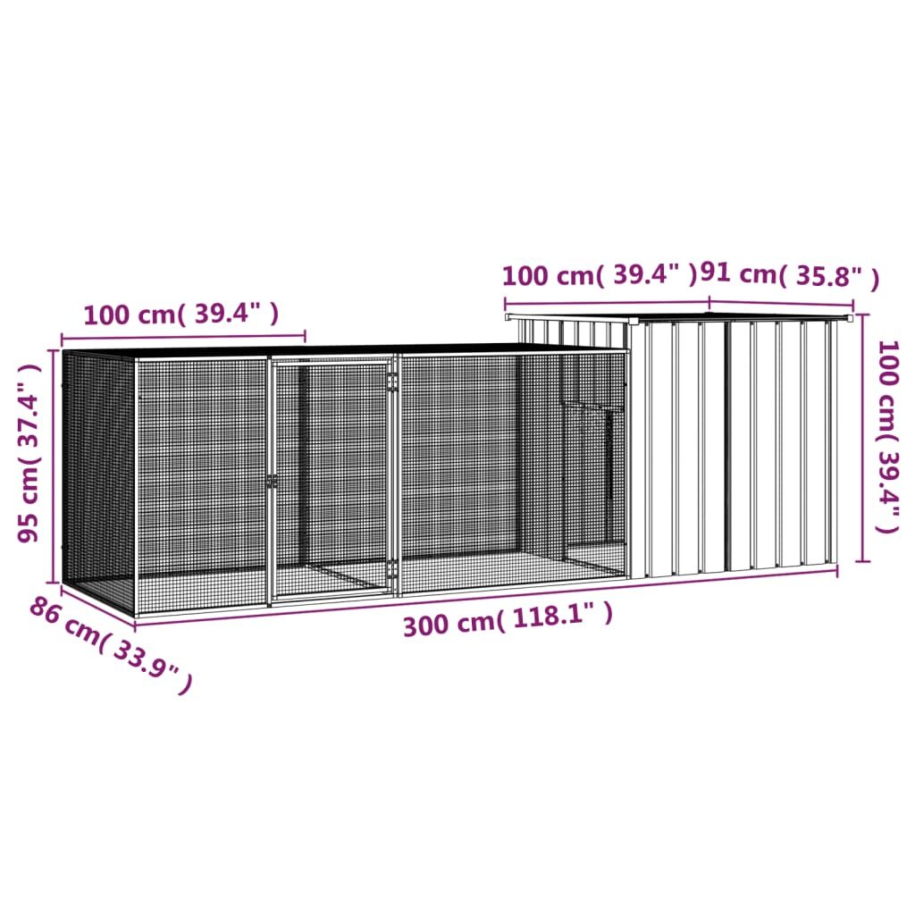 Vidaxl Gallinero De Acero Galvanizado Gris 300x91x100 Cm_4
