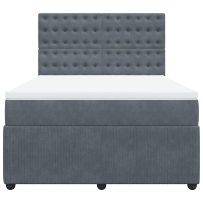 Cama Box Spring Con Colchón Terciopelo Gris Oscuro 140x190 Cm / Vetonek_5