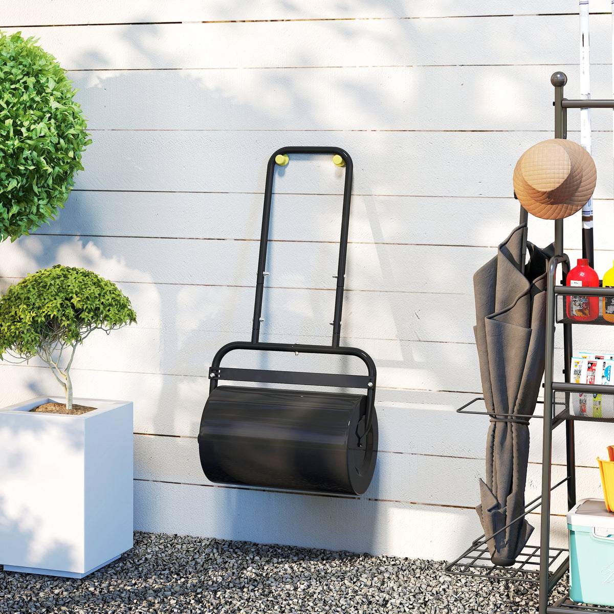 Rodillo Para Césped Outsunny Acero, Metal Negro 58x32.5x113cm_3
