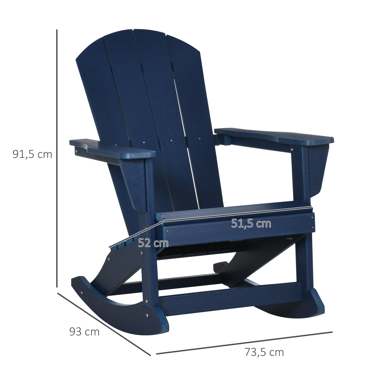 Outsunny Silla Mecedora De Jardín De Estilo Adirondack 73,5x93x91,5 Cm Azul_2