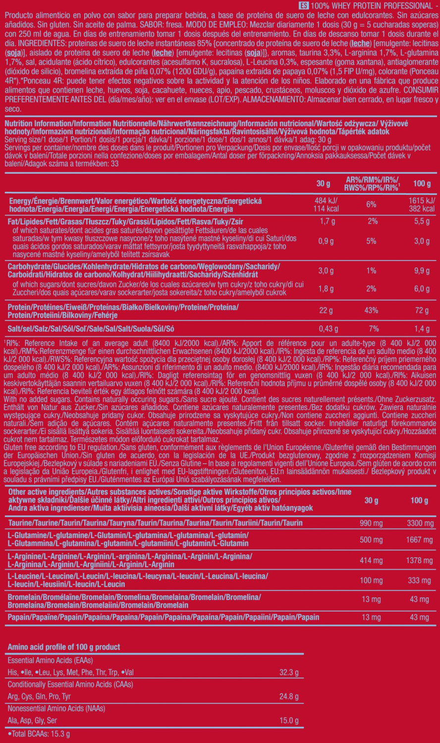 100% Whey Protein Professional - 1kg - Fresa - Proteina De Suero Whey - Scitec Nutrition_5