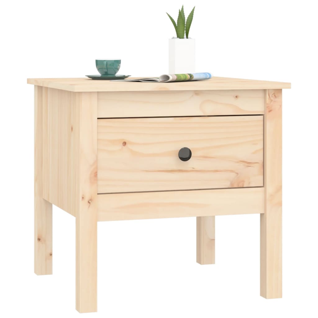 Mesa Auxiliar De Madera Maciza De Pino 50x50x49 Cm_2