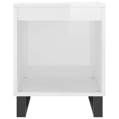 Mesita De Noche Madera De Ingeniería Blanco Brillo 40x35x50 Cm_2