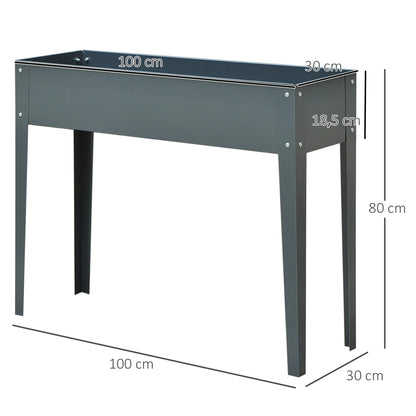Jardinera Elevada Outsunny Metal Gris Oscuro 100x30x80cm_2
