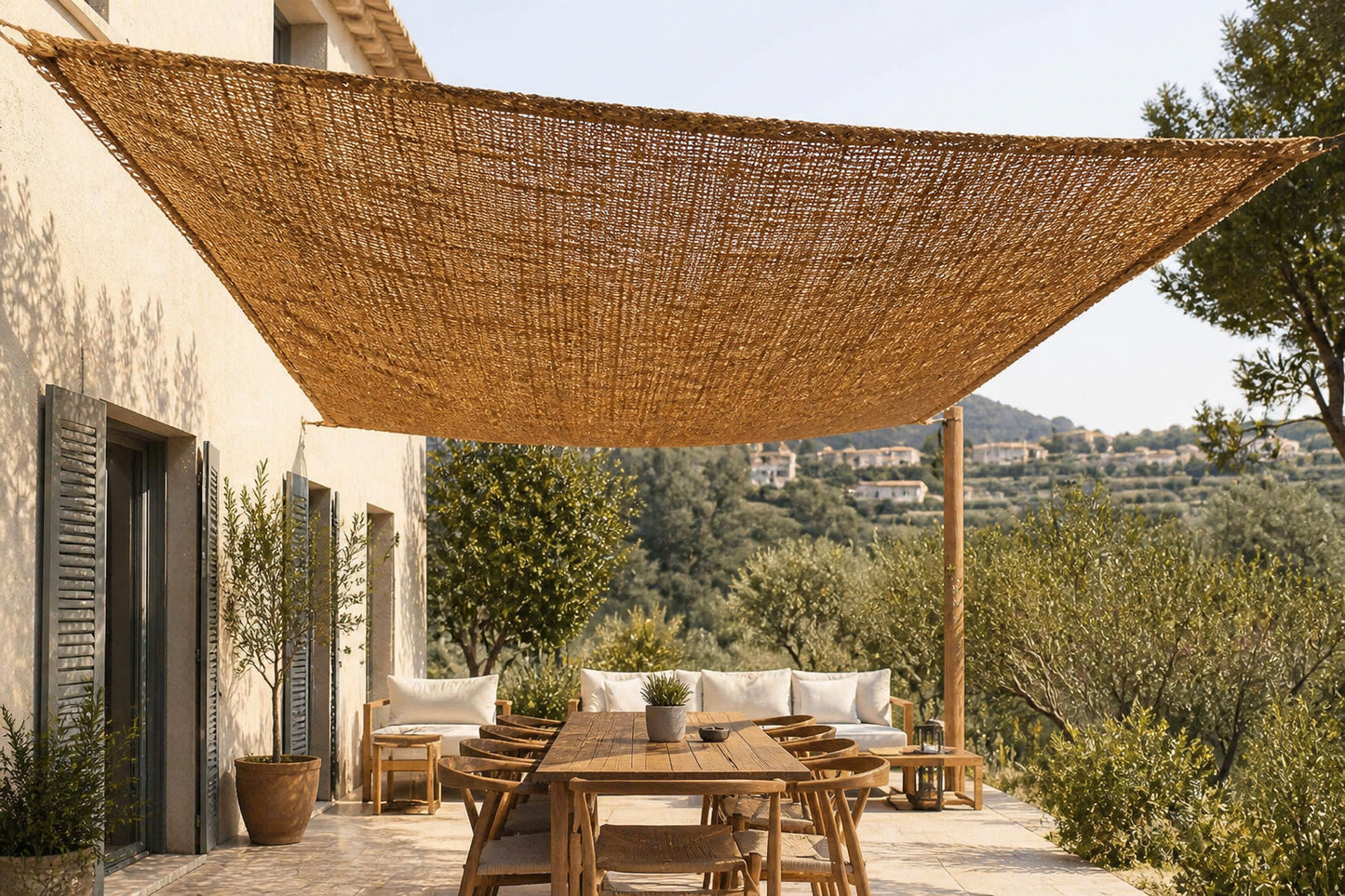Toldo Vela Coco Natural 2x3 M 60% Ocultación Para Jardín Terraza Pérgola_2