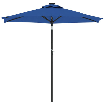 Vidaxl Sombrilla Jardín Con Luces Led Poste Acero Azul 225x225x212 Cm_3