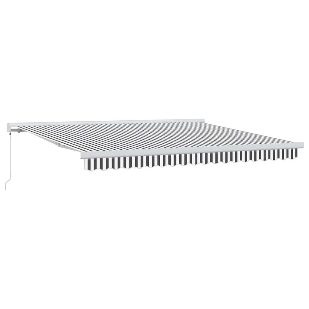 Toldo Retráctil Aluminio Y Tela Gris Antracita Y Blanco 4x3 M_0