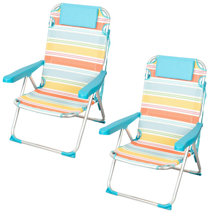 Aktive Pack 2 Sillas Plegables Camping Deluxe 48x47x74 Cm Multicolor 5 Posiciones Con Respaldo_0