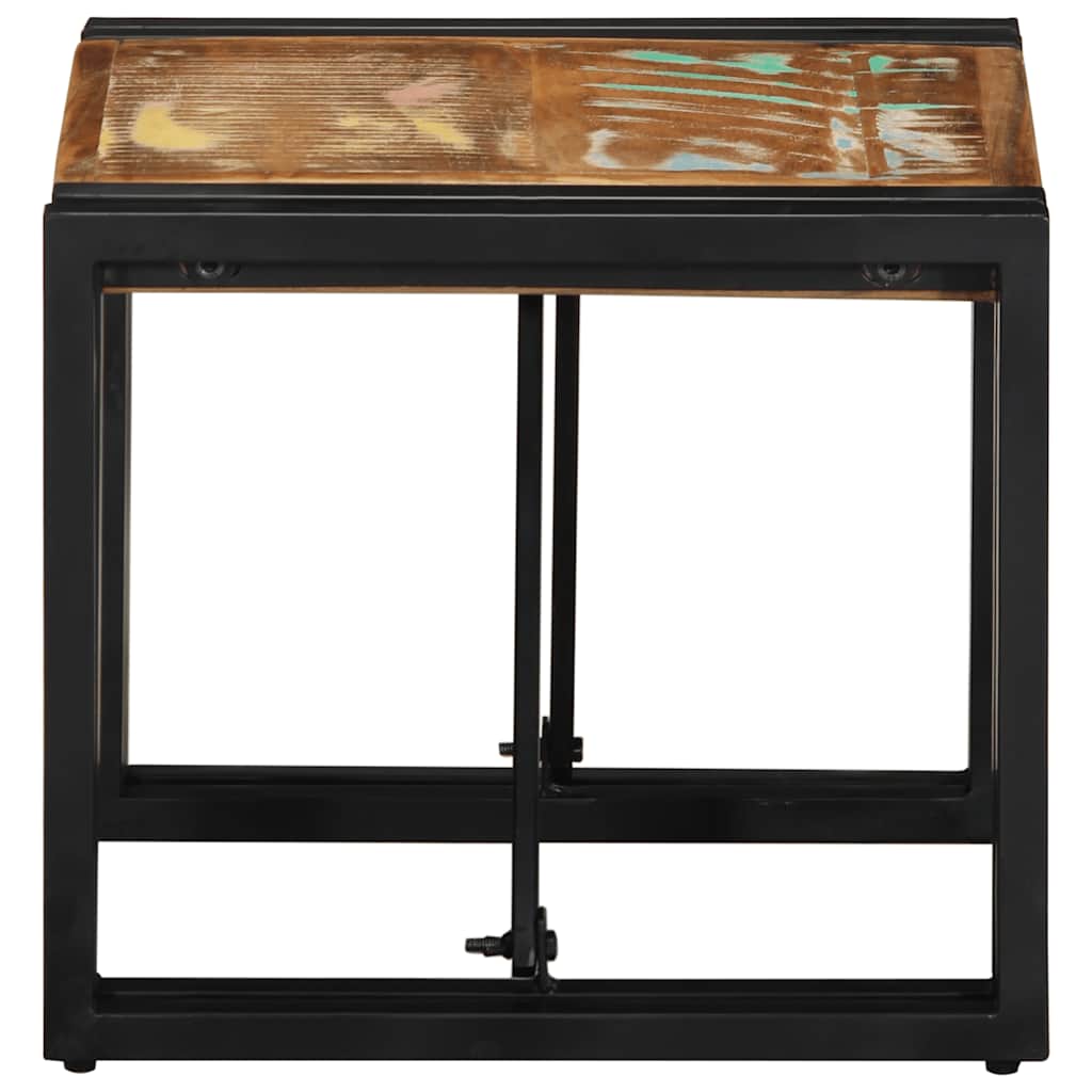 Mesa De Centro Multicolor 40x40x35 Cm Madera Maciza Reciclada_1