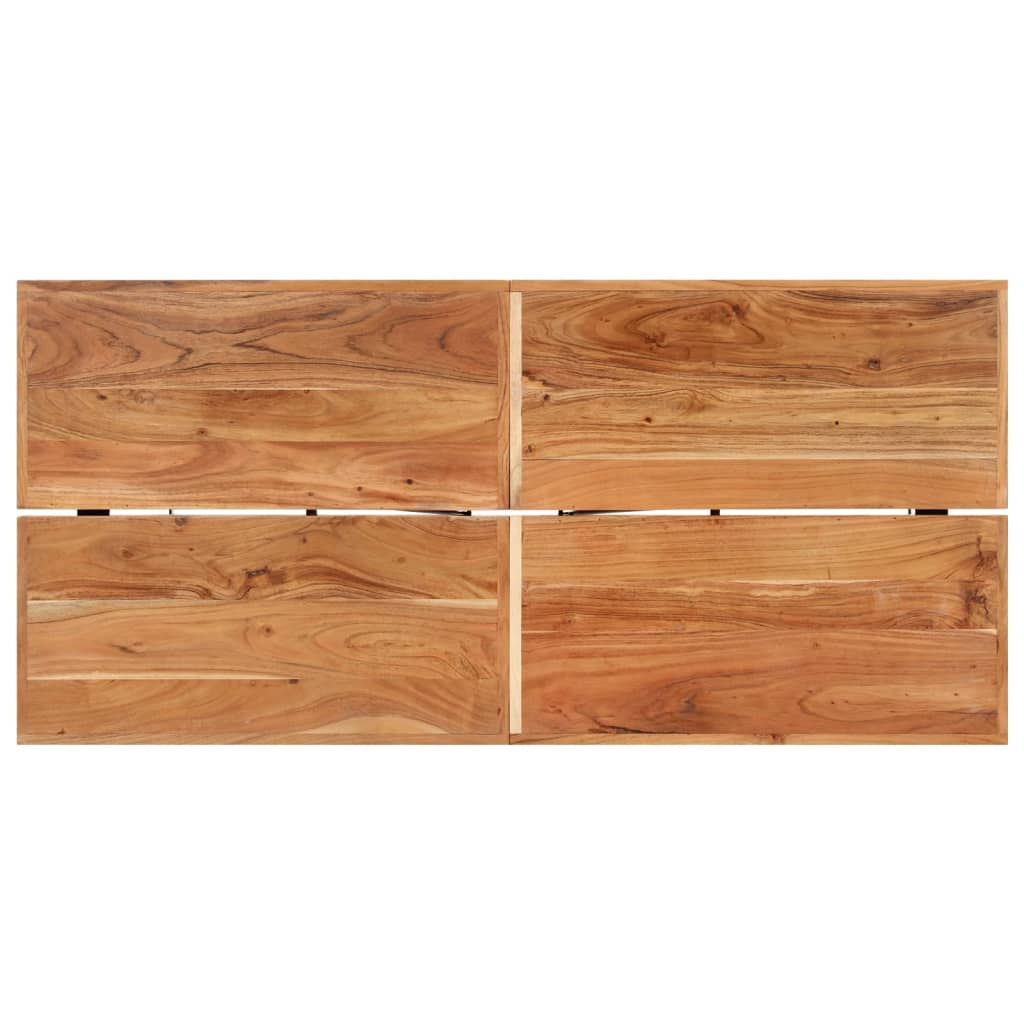 Mesa Alta De Hierro Y Madera Maciza De Acacia 150x70x107 Cm_2