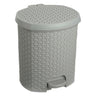 Cubo De Basura / Papelera Polivalente, Con Tapa, Diseño Rattán, Capacidad 11,5l, Tamaño 27,5x29x32,5 Color Gris Nórdico