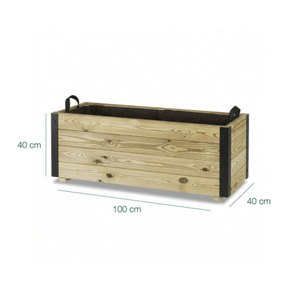 Jardinera De Madera Con Refuerzo De Aluminio 100x40x40 Cm Ghio Al Hortalia_5