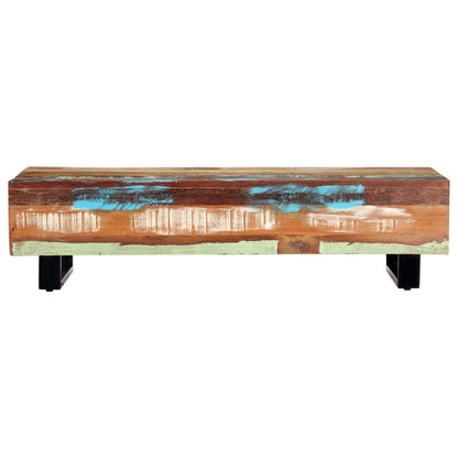 Mesa De Centro Madera Maciza Reciclada Y Acero 120x50x30 Cm_0