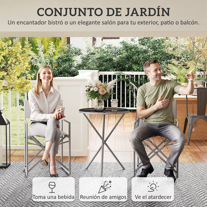 Outsunny Conjunto De Muebles De Jardín Con 2 Sillas Plegables Y Mesa Gris Oscuro_3