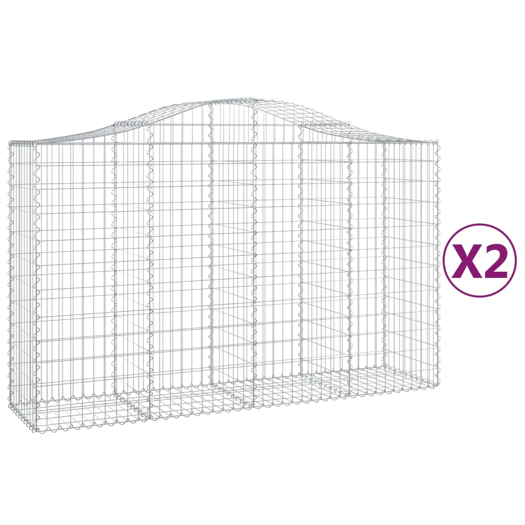 Cestas De Gaviones 2 Uds Forma De Arco Hierro 200x50x120/140 Cm_0