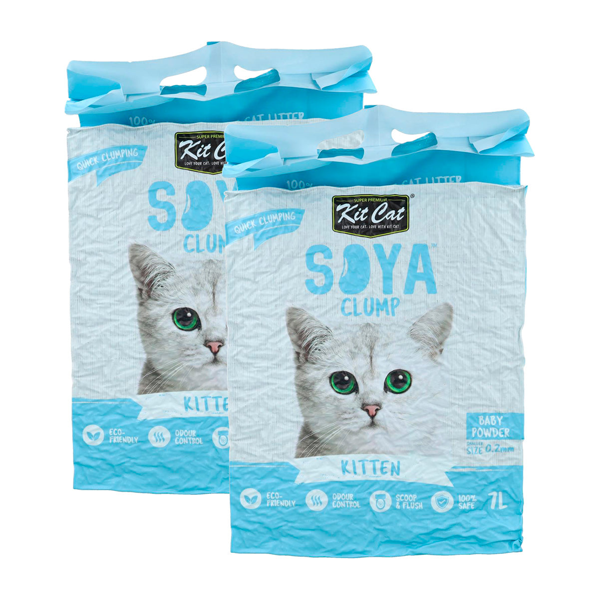 Pack 2x Kit Cat Arena Eco SoyaClump Pack Ahorro - Kitten Baby Powder 7 L Arena para gatos