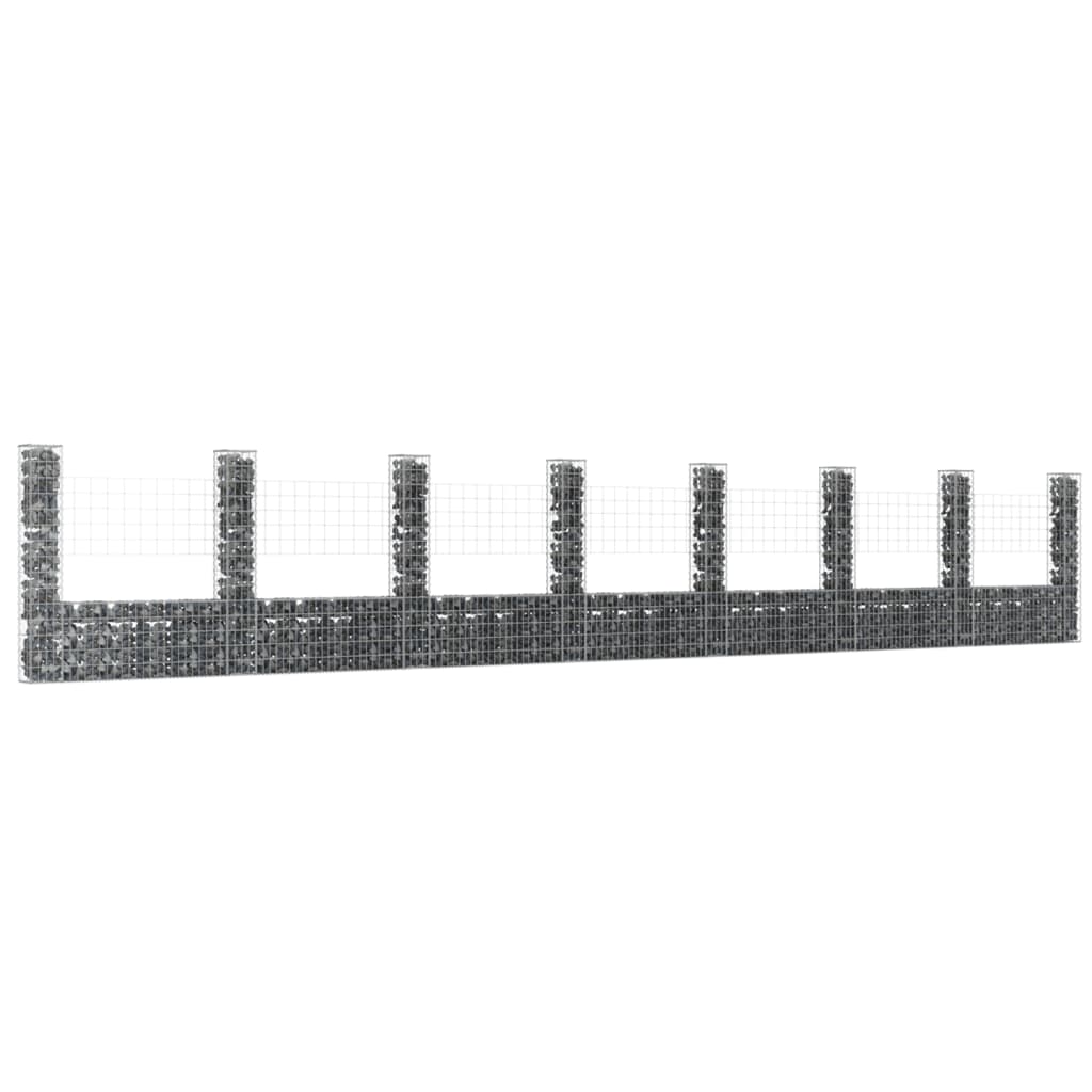 Cesta De Gaviones Forma De U 8 Postes De Hierro 860x20x150 Cm / Vetonek_2
