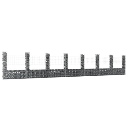 Cesta De Gaviones Forma De U 8 Postes De Hierro 860x20x150 Cm / Vetonek_2