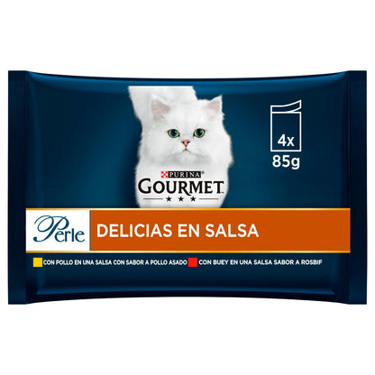 GOURMET PERLE Delicias en Salsa Pollo Buey (4 x 85 g)