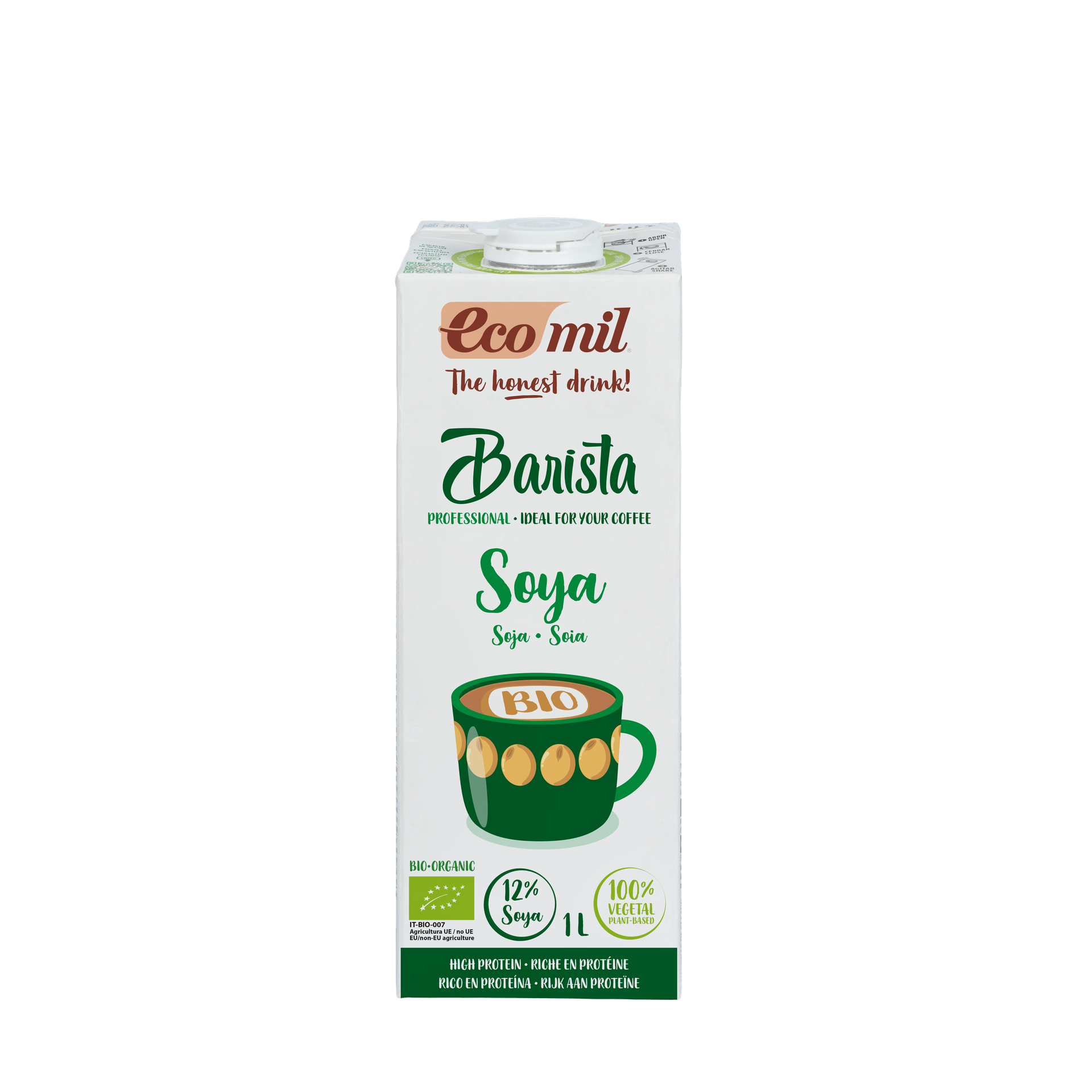 Bebida Vegetal Soja Barista baja en azúcar Ecomil 1 L