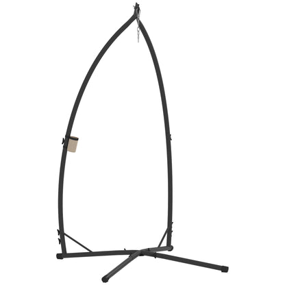 Outsunny Soporte Para Silla Colgante De Acero Con Base Establey Portavaso Negro_0