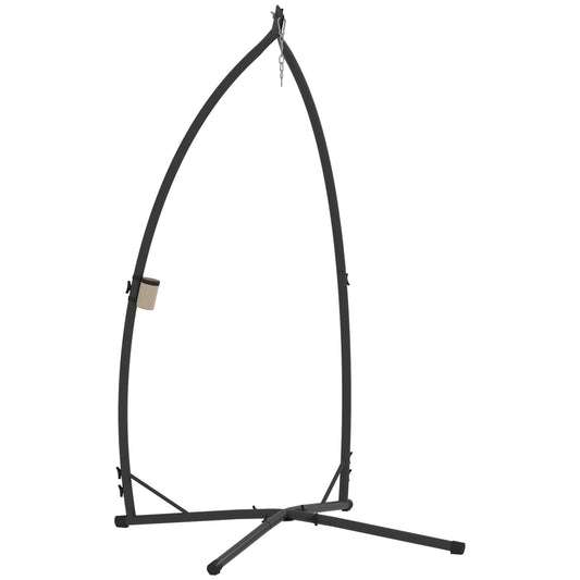 Outsunny Soporte Para Silla Colgante De Acero Con Base Establey Portavaso Negro_0