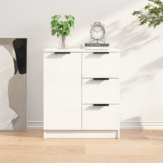 Aparador De Madera Contrachapada Blanco Brillante 60x30x70 Cm / Vetonek_0