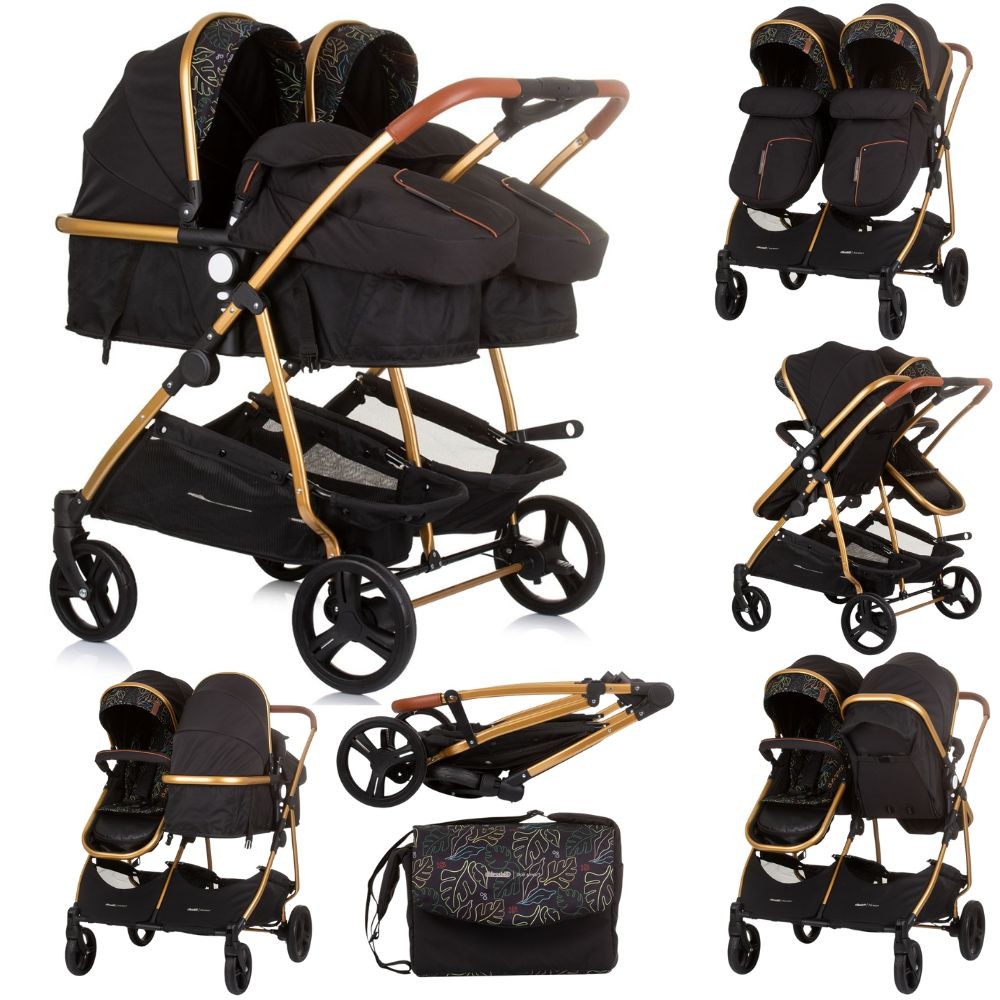 Carrito De Bebé Gemelar Dúo Smart Obsidian Leaves_0