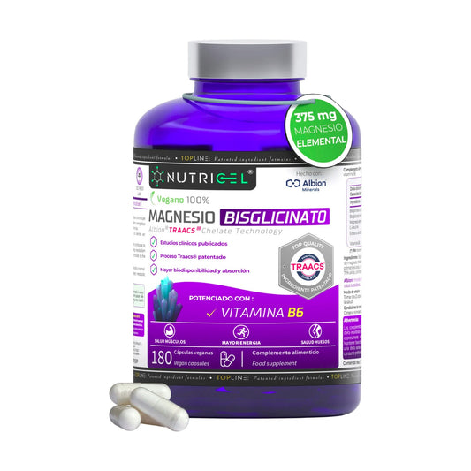 Magnesio Bisglicinato Albion® TRAACS® + Vitamina B6 Nutricel 180 cápsulas