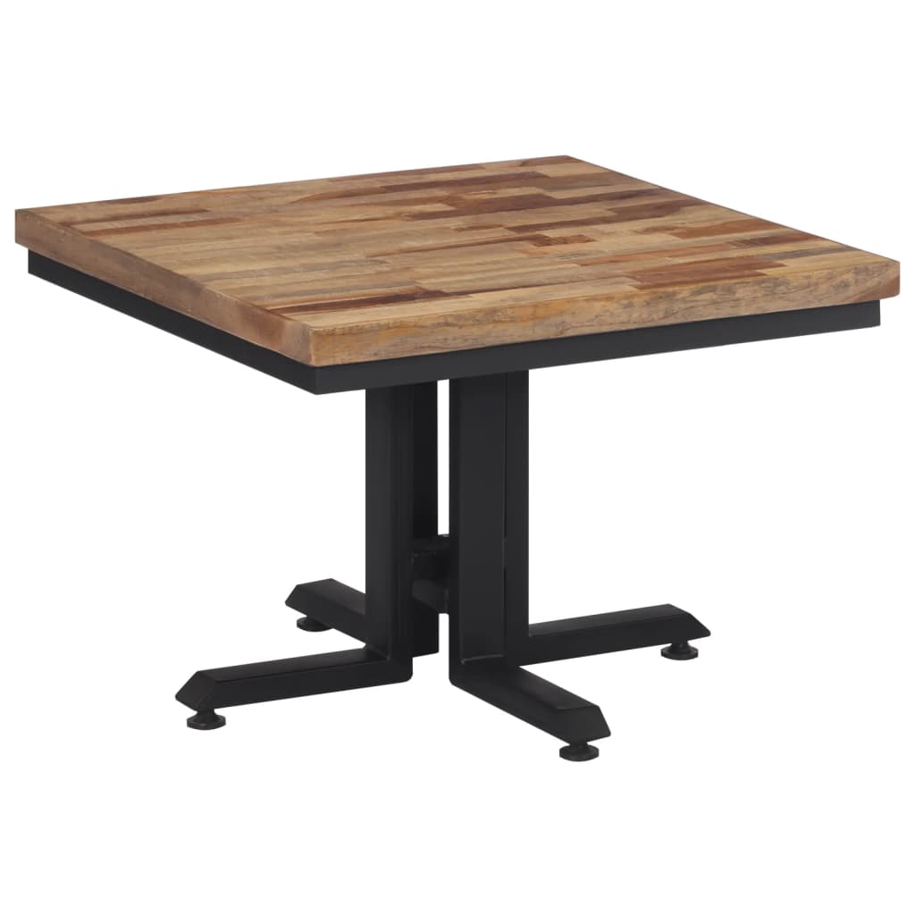Mesa De Centro Teca Reciclada Maciza 55x55x40 Cm_0