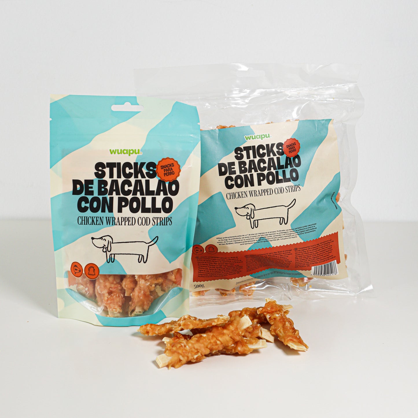 Snack Para Perro En Stick De Bacalao Con Pollo Desecado Wuapu 500gr_0