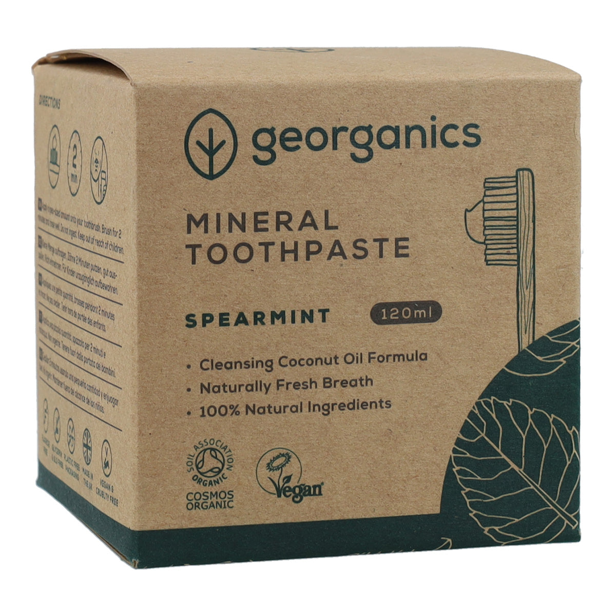 Dentífrico natural Hierbabuena  y Coco Georganics 120 ml