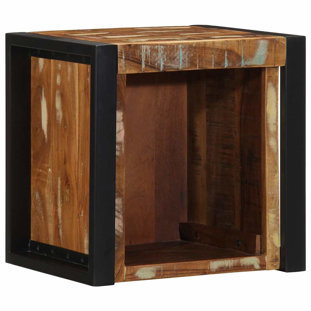 Mesilla De Noche Multicolor 40x35x40 Cm Madera Maciza Reciclada_0