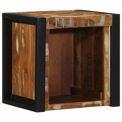 Mesilla De Noche Multicolor 40x35x40 Cm Madera Maciza Reciclada_0
