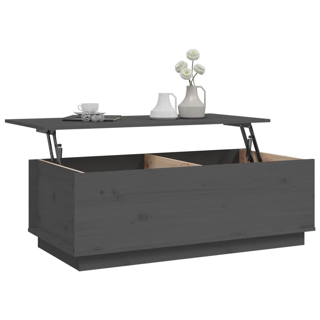 Mesa De Centro De Madera Maciza De Pino Gris 100x50x35 Cm_3