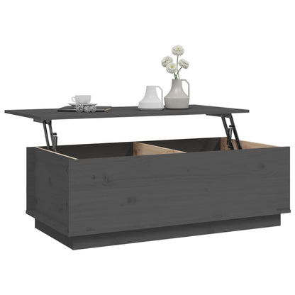 Mesa De Centro De Madera Maciza De Pino Gris 100x50x35 Cm_3