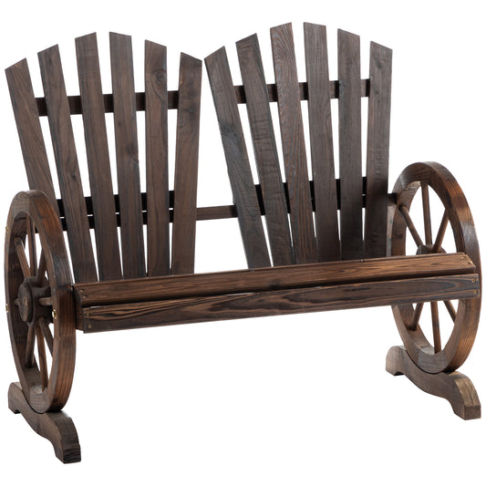 Outsunny Banco De Madera Con Apoyabrazos En Forma De Rueda 108x66x95 Cm Marrón_0
